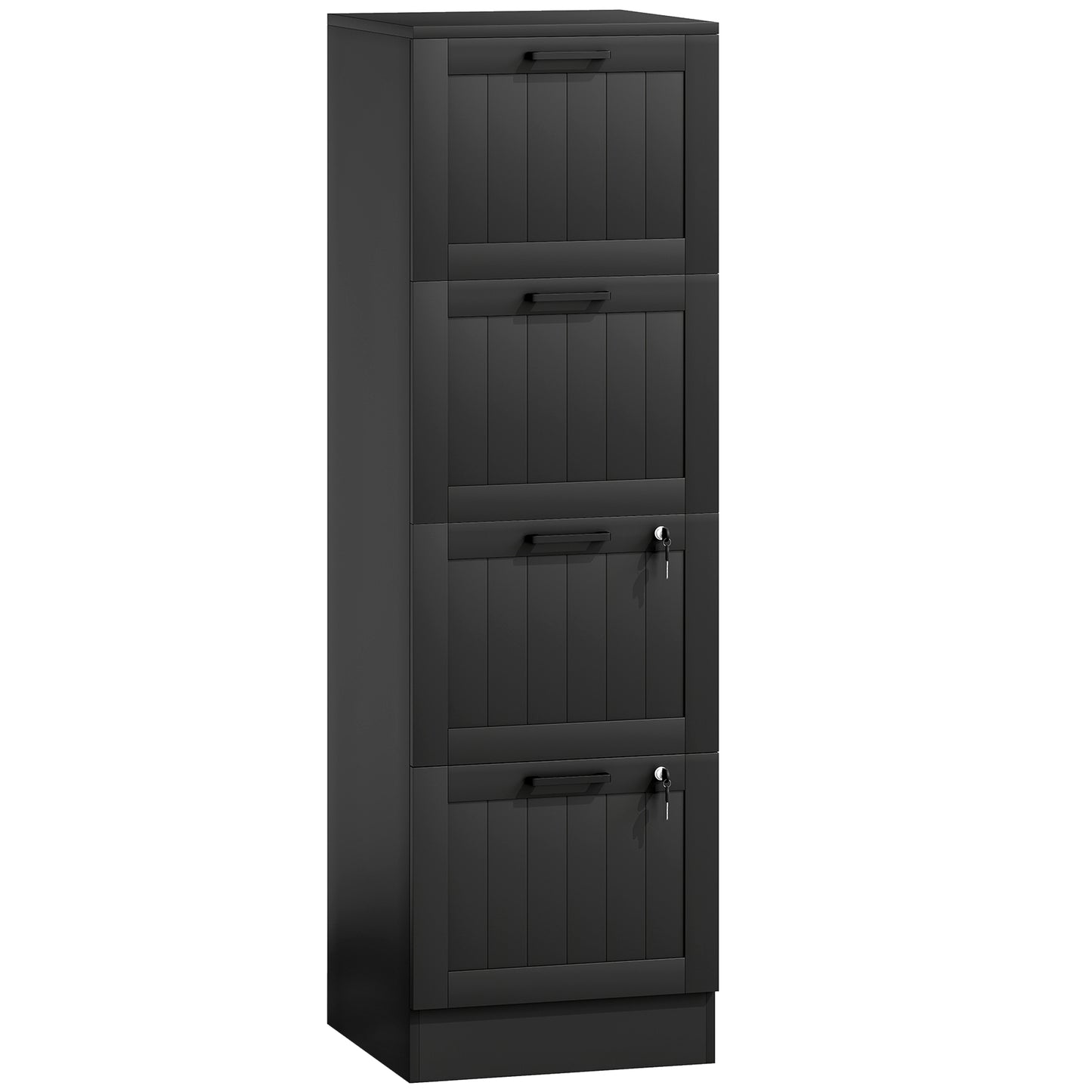 4 Drawer Filing Cabinet with Lock, Office Storage Cabinet with Adjustable Hanging Bars for A4 Letter Size Files, Black