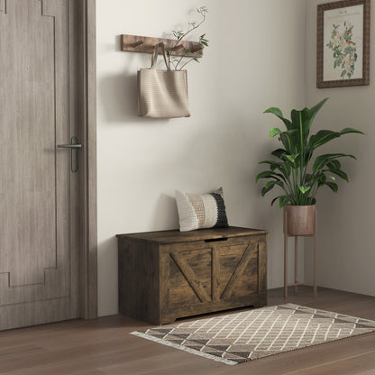 100L Home Storage Box, with Safety Hinge - Rustic Brown