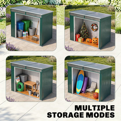 6.5 x 4FT Galvanised Metal Shed with Foundation Kit, Lockable Tool Garden Shed with Double Sliding Doors, Vents, Green