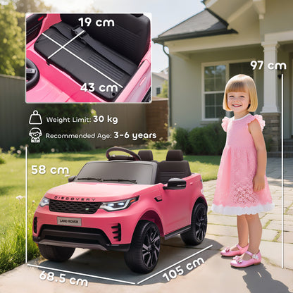 Land Rover Discovery Licensed 12V Kids Electric Car with Remote, 4 Wheel Suspension, Slow Start, Lights, Music, Pink