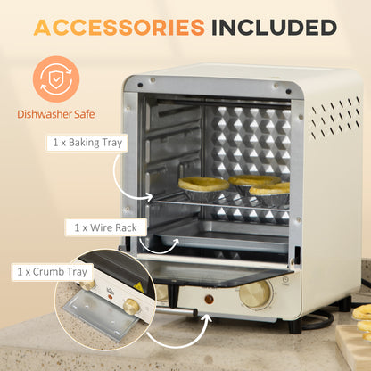 Mini Oven, 15 Litres Electric Oven and Grill with 60-230℃ Adjustable Temperature, 60 Minute Timer, Include Baking Tray