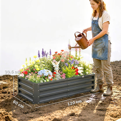 Rectangle Raised Garden Bed Box with Weatherized Steel Frame for Vegetables, Flowers, & Herbs, 120 cm x 60 cm x 30.5 cm