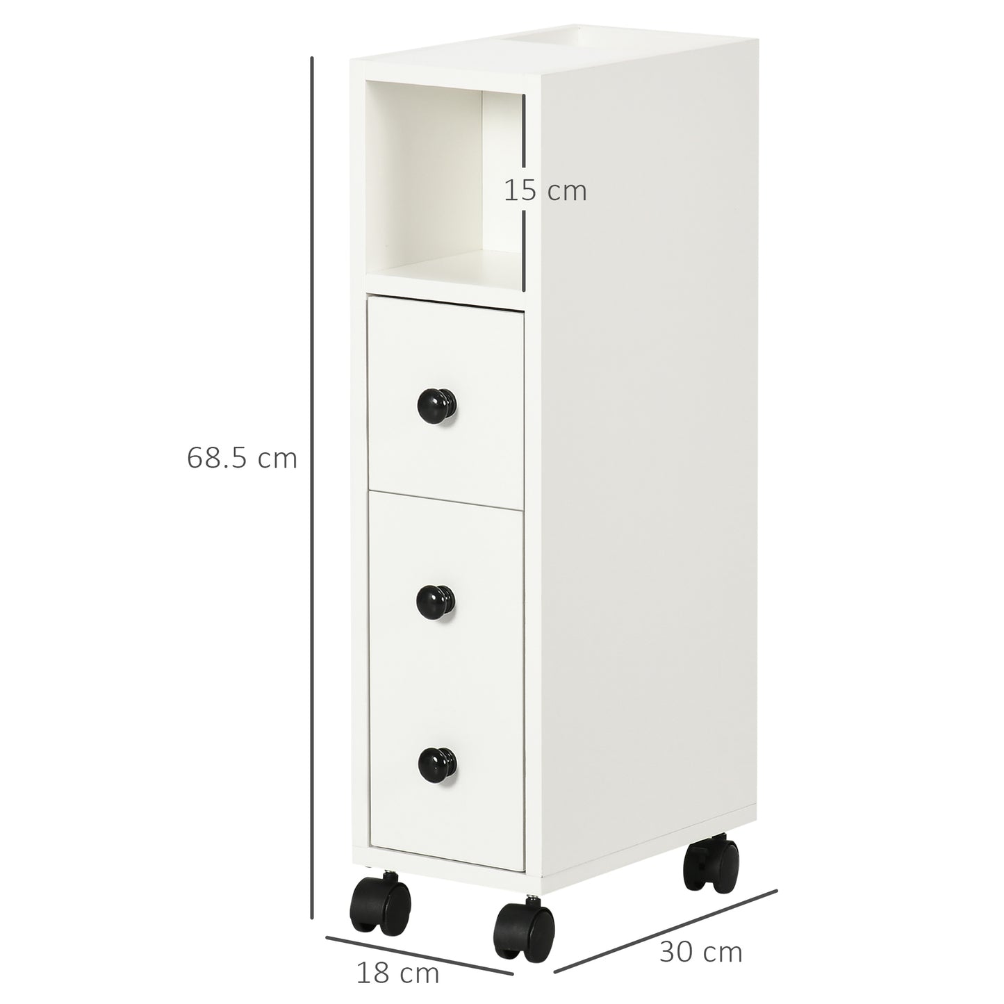 Slimline Bathroom Storage Cabinet - White