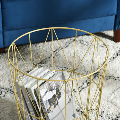Set of 2 Nesting Side Tables with Storage, Round End Tables Coffee Tables with Steel Frame and Removable Round Top