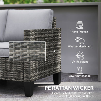 Two-Seater Rattan Outdoor Sofa - Dark Grey
