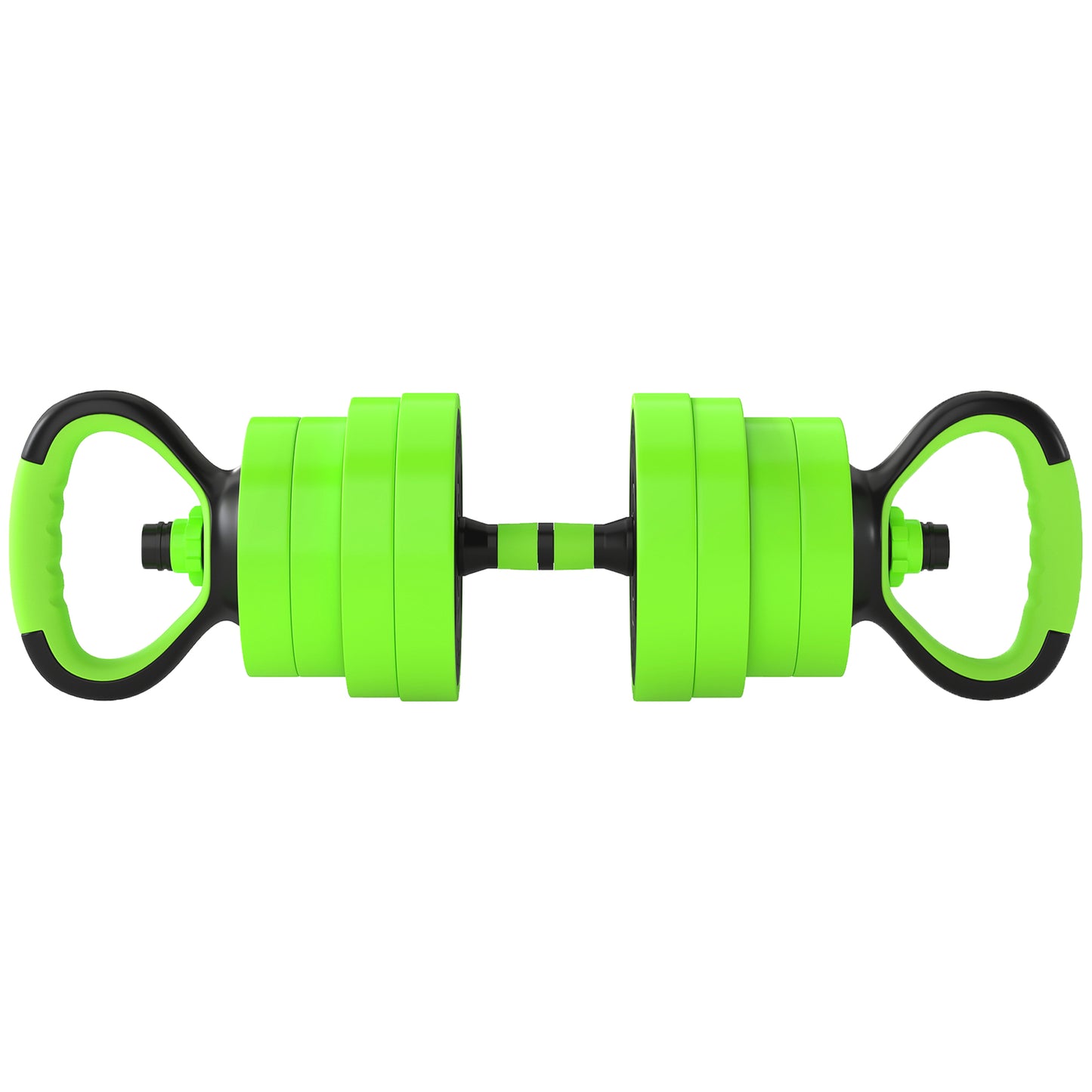 30kg 6-In-One Adjustable Weight Dumbbells Set, Barbell, Kettlebell, Push Up Stand - Green