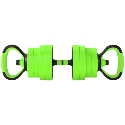 30kg 6-In-One Adjustable Weight Dumbbells Set, Barbell, Kettlebell, Push Up Stand - Green