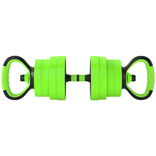 30kg 6-In-One Adjustable Weight Dumbbells Set, Barbell, Kettlebell, Push Up Stand - Green