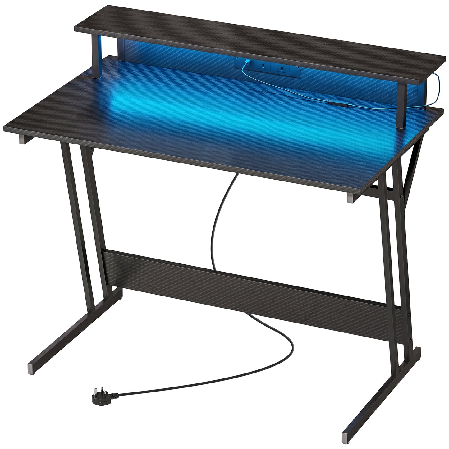 Two-Level LED Gaming Desk - Black