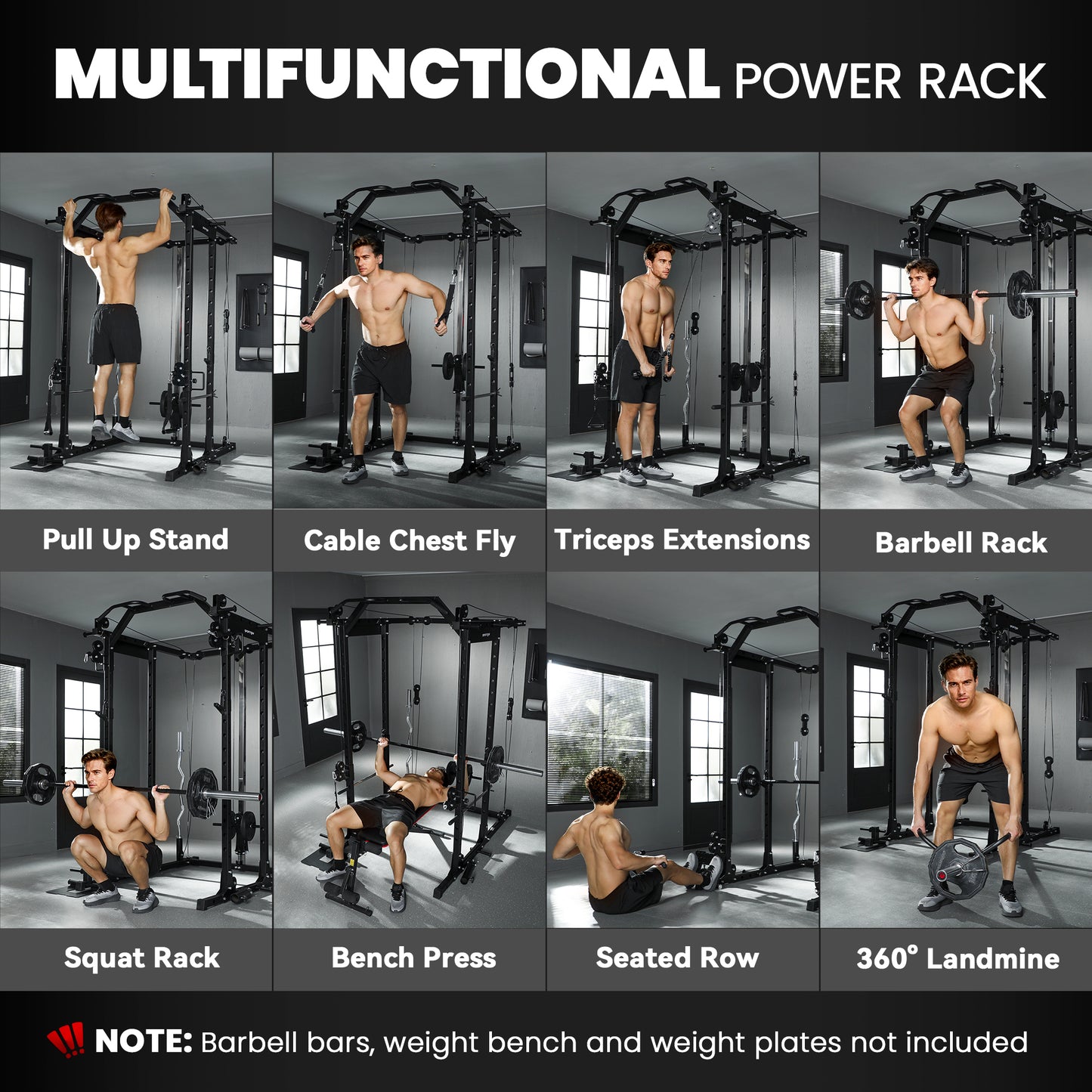 Lat Pull-Down Home Gym Machine with Cable Crossover for Home Strength Training, Black