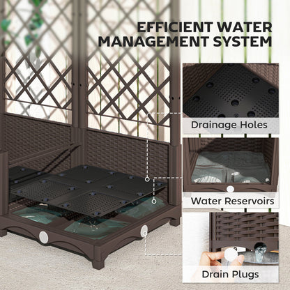Raised Garden Bed with Trellis, Plastic Planter Box with Drainage Holes