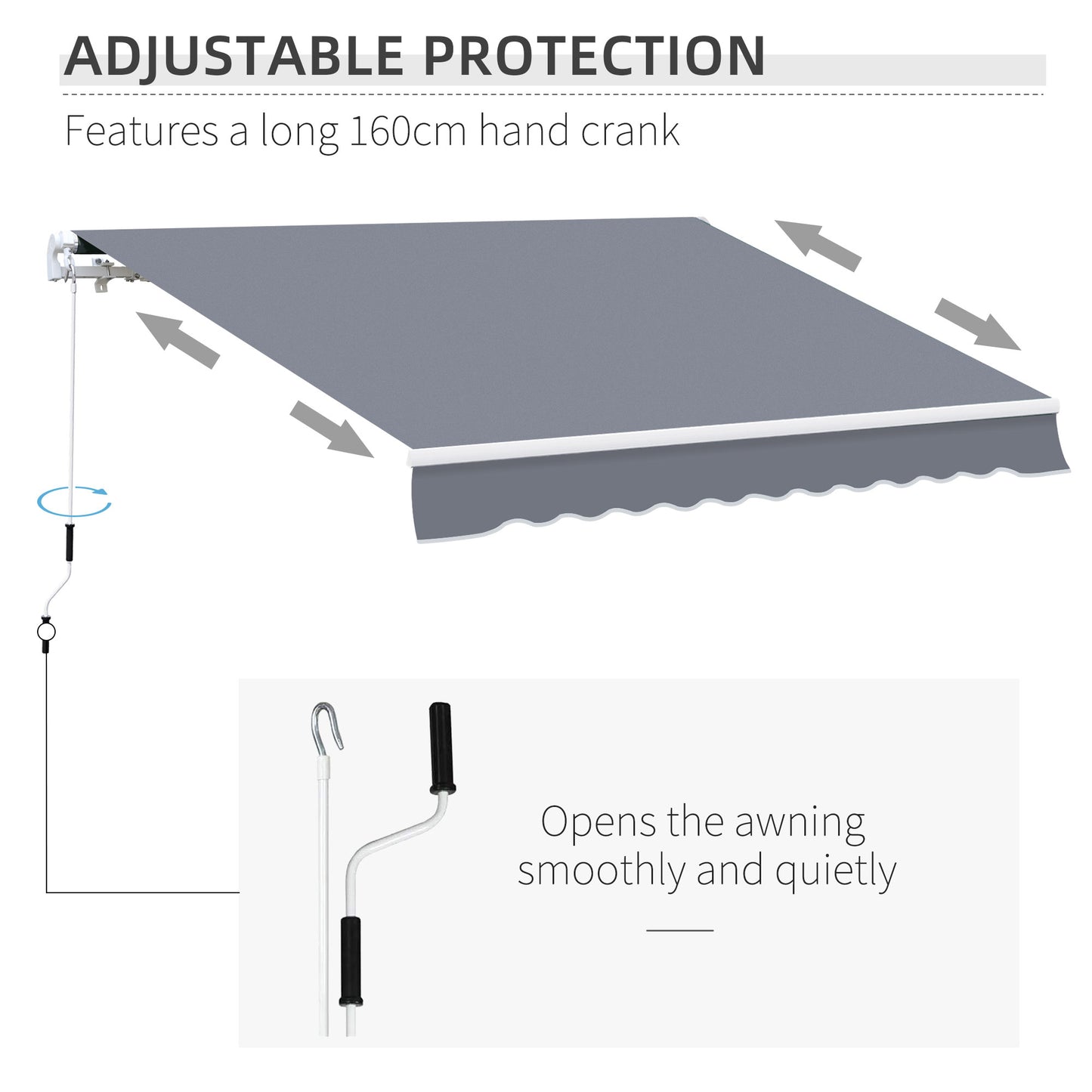 Manual Retractable Awning, size (4m x3m)-Grey