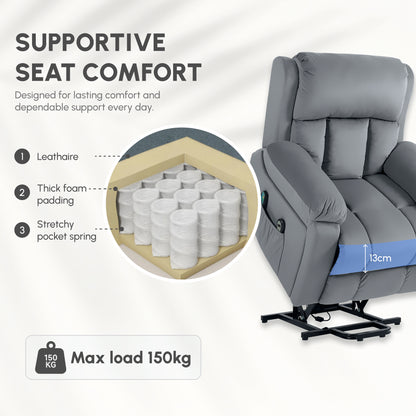 Eight-Point Massage Lift Chair, with Remote - Grey