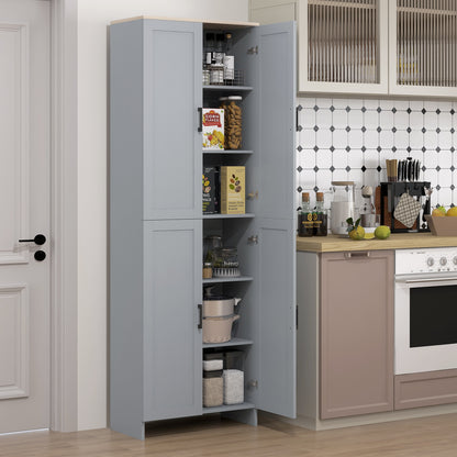Freestanding Kitchen Cupboard, 4-Door Storage Cabinet with Adjustable Shelves, Modern Kitchen Pantry for Dining Room, 170cm