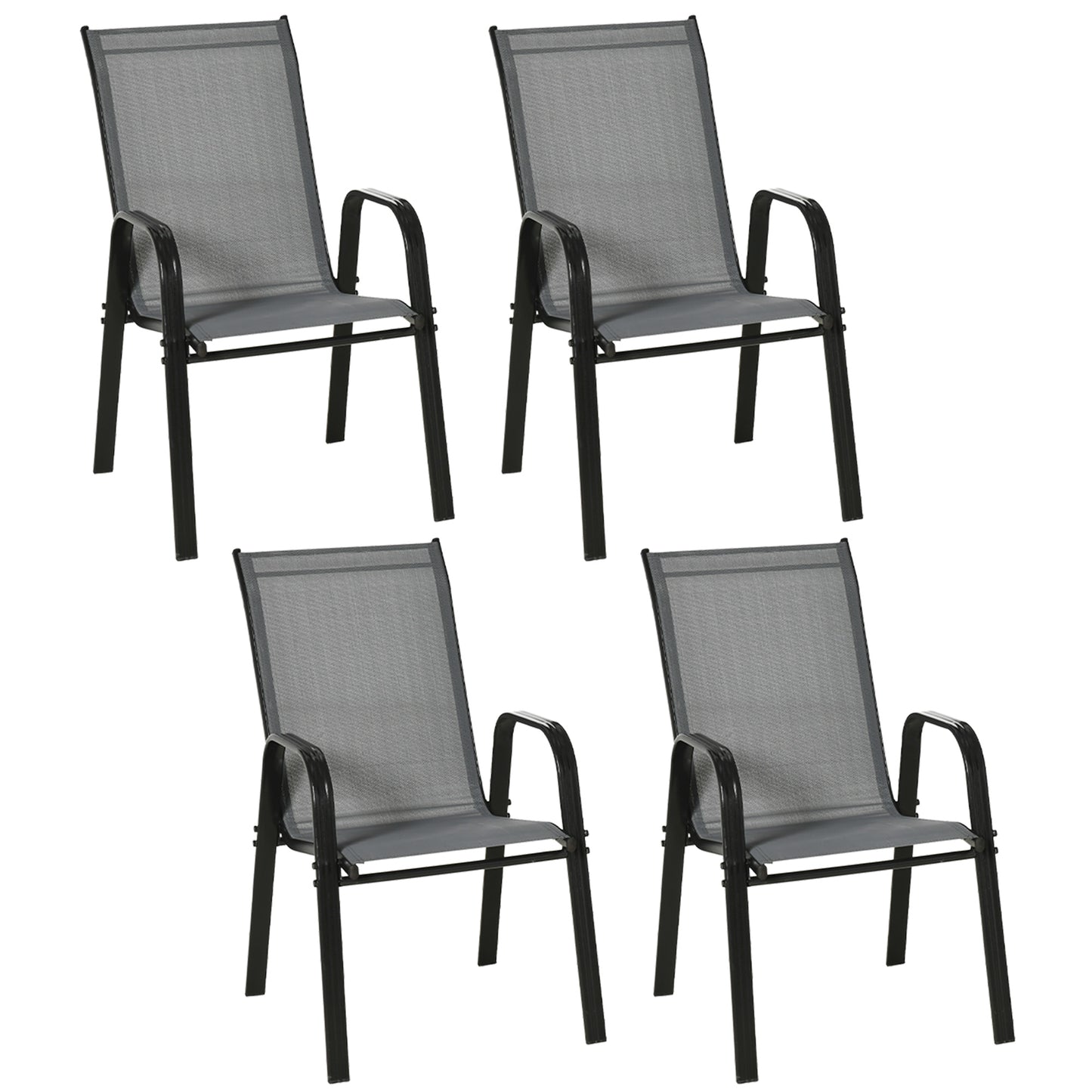 Set of Four Stackable Mesh Seat Chairs - Dark Grey