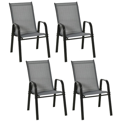 Set of Four Stackable Mesh Seat Chairs - Dark Grey