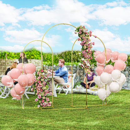 Wedding Arch Frame Set, 2.2, 2, 1.8 m Metal Backdrop Stand Set of 3, Balloon Stand Set for Birthday Party, Bridal Shower