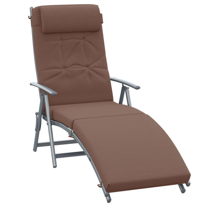 Sun Lounger Steel Frame Outdoor Folding Chaise Texteline Lounge Chair Recliner with Headrest & 7 Levels Adjustable Backrest