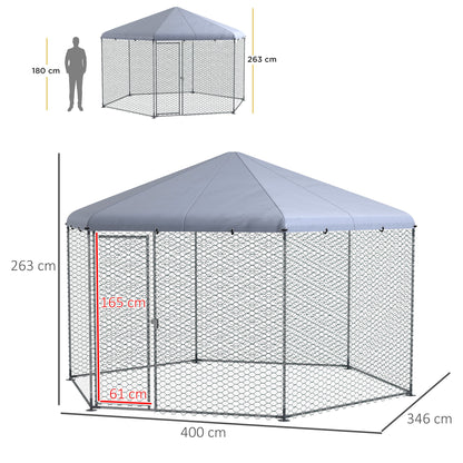 Chicken Coop for 10-15 Chickens, Hens, Rabbits, Ducks, Outdoor Garden Chicken Run, 4 x 3.5 x 2.6m