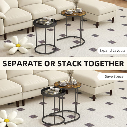 Set of Two Industrial Nesting Tables - Brown/Black