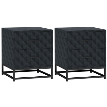 Bedside Tables Set of 2, Modern Bedside Table Nightstand with 2 Drawers, Bedside Cabinet Sofa Side Table with Storage