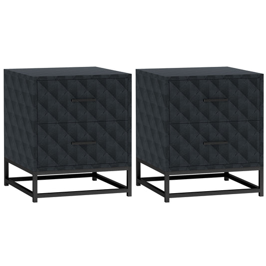 Bedside Tables Set of 2, Modern Bedside Table Nightstand with 2 Drawers, Bedside Cabinet Sofa Side Table with Storage