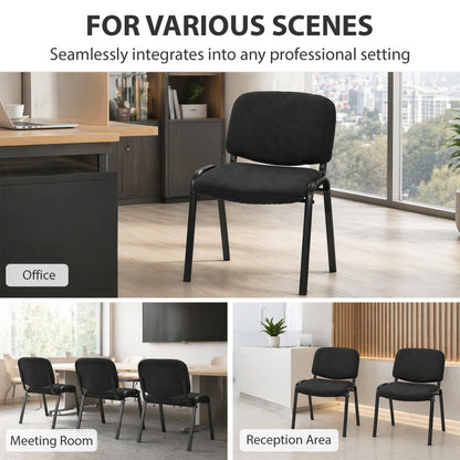 Meeting Chair, Stackable Ergonomic Office Chair with Padded Seat, Curved Backrest for Conference Room, Black