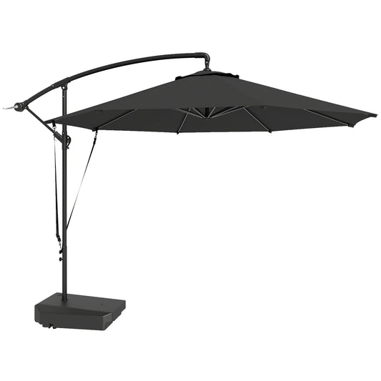 3(m) Garden Cantilever Parasol with Fillable Base up to 90kg, Wind Protection Strap, Cover