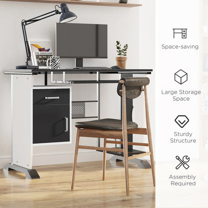 Computer Desk with Sliding Keyboard Tray, Storage Drawers and Host Box Shelf, Home Office Desk, Study Workstation