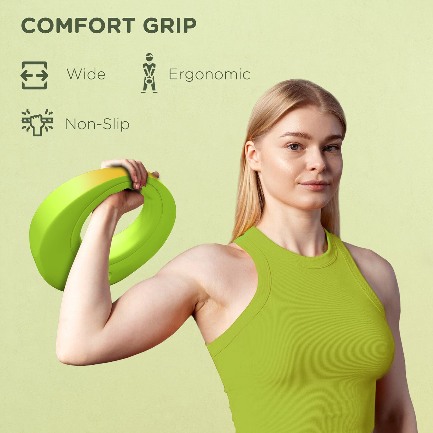 8kg Kettlebell, Kettle Bell with Wide Handle for Home Gym, Weight Lifting, Strength Training, Green
