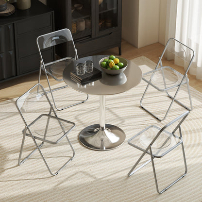 Foldable Chairs, Folding Chairs with Transparent Seat and Backrest, Heavy Duty Steel Frame, 47W x 48D x 75H cm, Clear