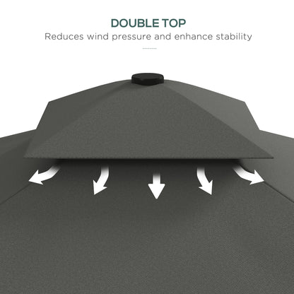 2.5m Square Double Top Garden Parasol Cantilever Umbrella with Ruffles, Dark Grey