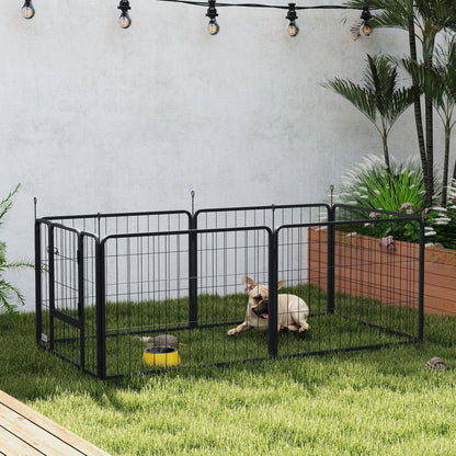 6 Panels Dog Playpen, Portable Detachable Puppy Pen with Door, for Small Dogs, 60cm High, Grey