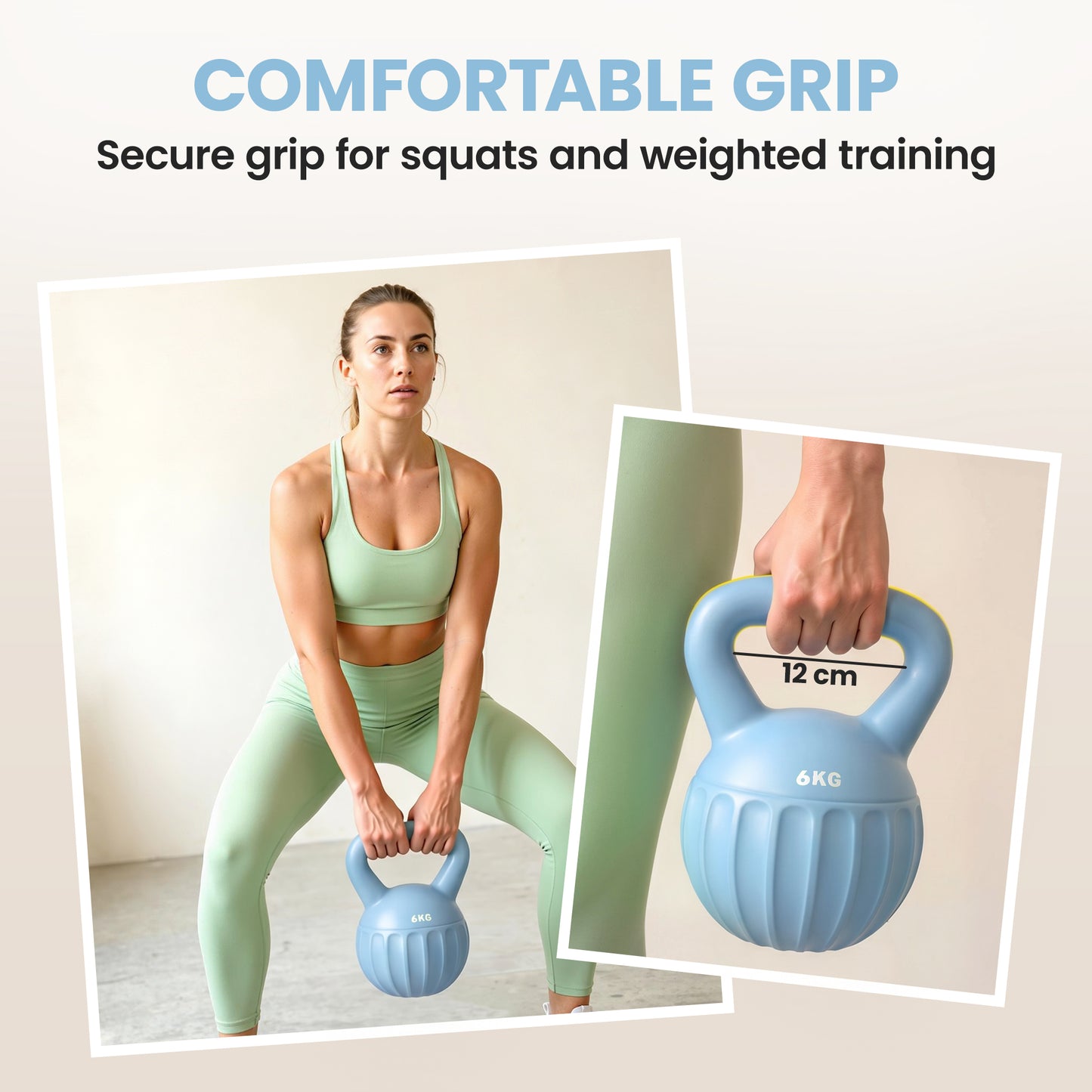 Kettlebell for Strength Training Kettle Bell with Non-Slip Handle 6 kg Blue