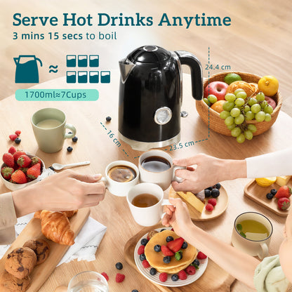 Retro Toaster and Kettle Set - Black