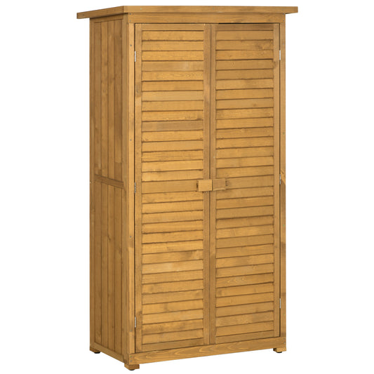 Wooden Garden Storage Shed with Shelves, Outdoor Tool Cabinet with Asphalt Roof for Patio Organisation, 87cm x 47cm x 160cm