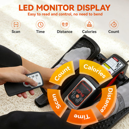 Under Desk Elliptical Machine for Home, Electric Elliptical Machine with 12 Adjustable Speed, LED Monitor