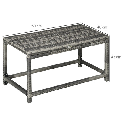 Outdoor Coffee Table Side Table with Rectangular Shape Frame for Patio, Balcony, Mixed Grey