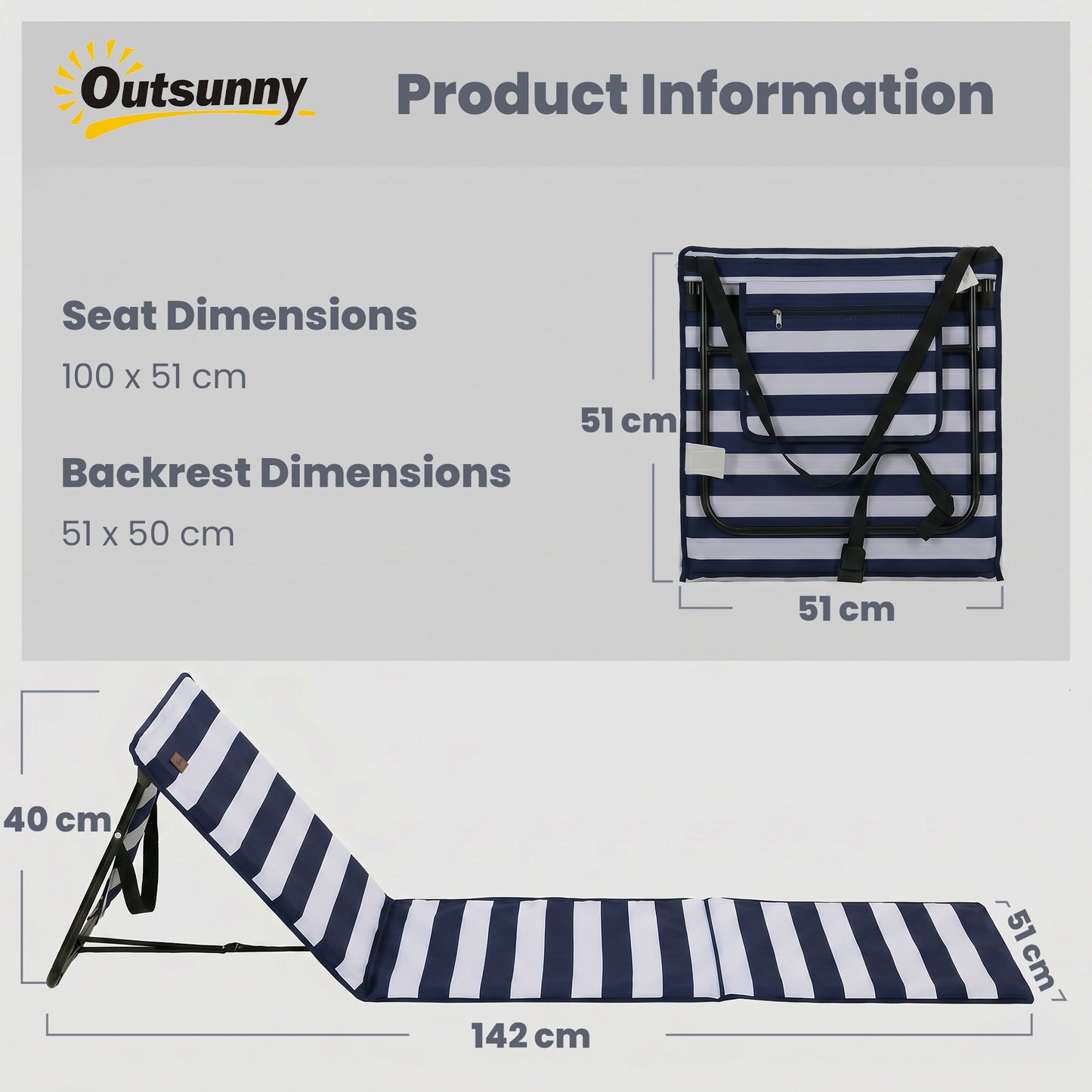 Set of 2 Foldable Garden Beach Chair Mat, Outdoor Sun Lounger Seats with Adjustable Back, Magazine Pocket, Carry Strap