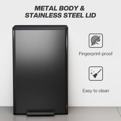 45L Kitchen Bin, Pedal Bin with Soft-Close and Stay-Open Lid, Removable Inner Bucket, Odor Control for Kitchen, Office