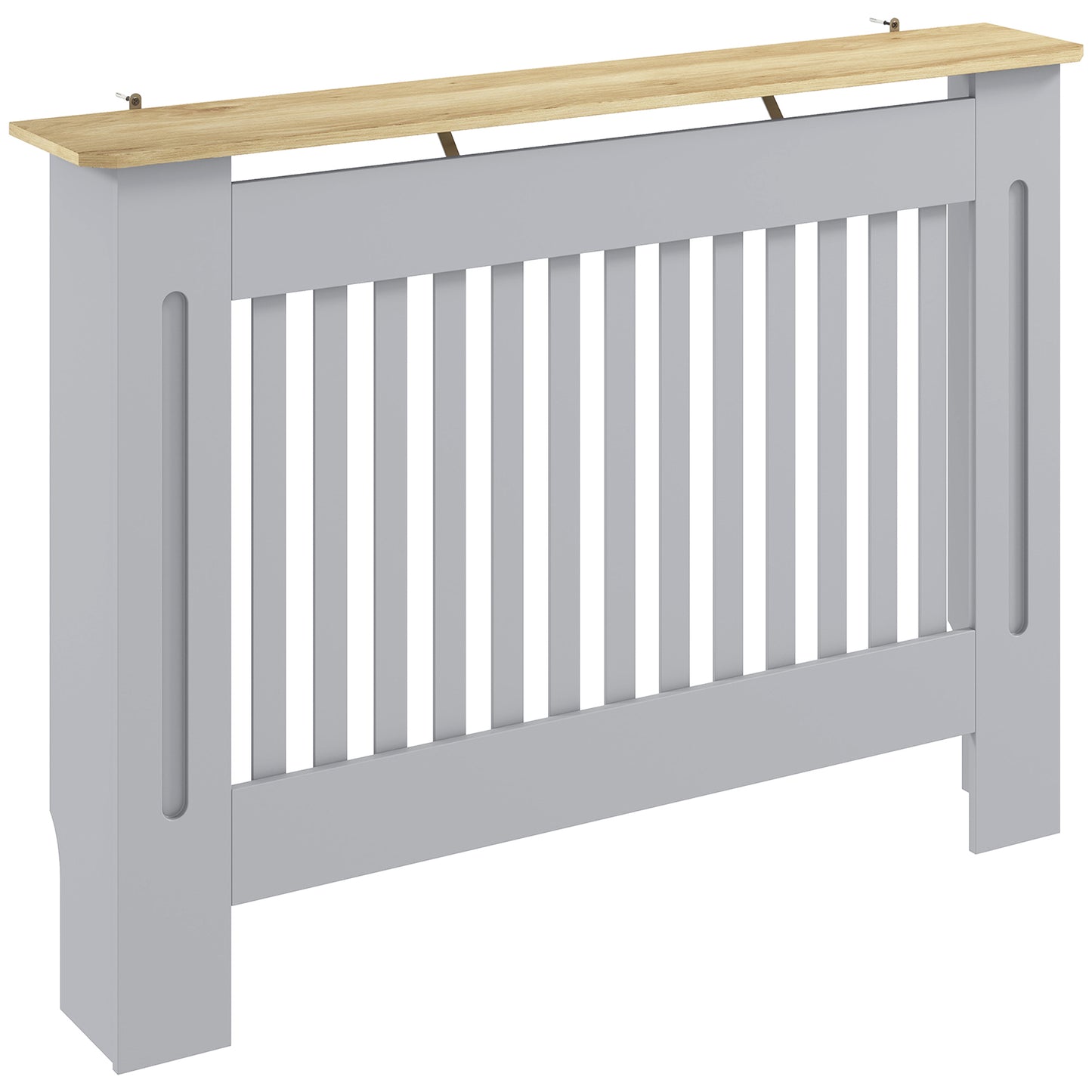 Slatted Radiator Cover, Painted Cabinet with Line Grill Design, 112L × 19W × 81H cm, Grey