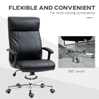 Massage Office Chair, PU Desk Chair with 6 Point Massage, High Back Computer Chair with Metal Legs, Thick Seat