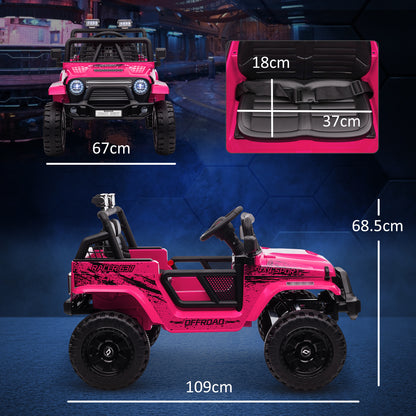 12V Battery Powered Kids Ride-On Car, Electric Truck w/ Spring Suspension, Remote, Music, Horn, Lights, Pink
