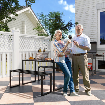 3-Piece Outdoor Picnic Table & Bench Set – Black