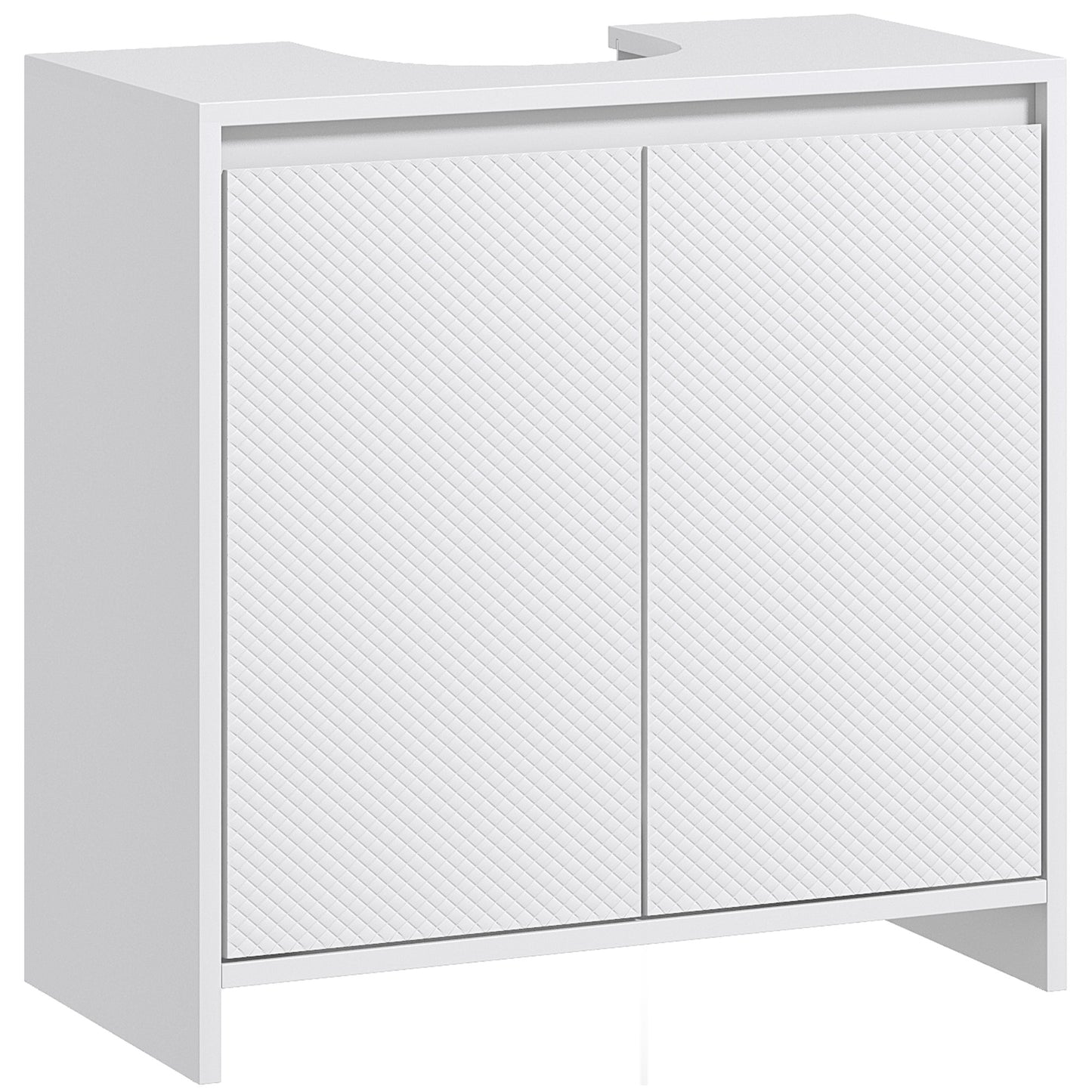 Under Sink Bathroom Cabinet, Freestanding Under Sink Cabinet with 2 Doors and Shelf for Basin without or with Pedestal, White