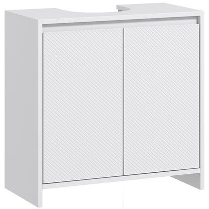 Under Sink Bathroom Cabinet, Freestanding Under Sink Cabinet with 2 Doors and Shelf for Basin without or with Pedestal, White