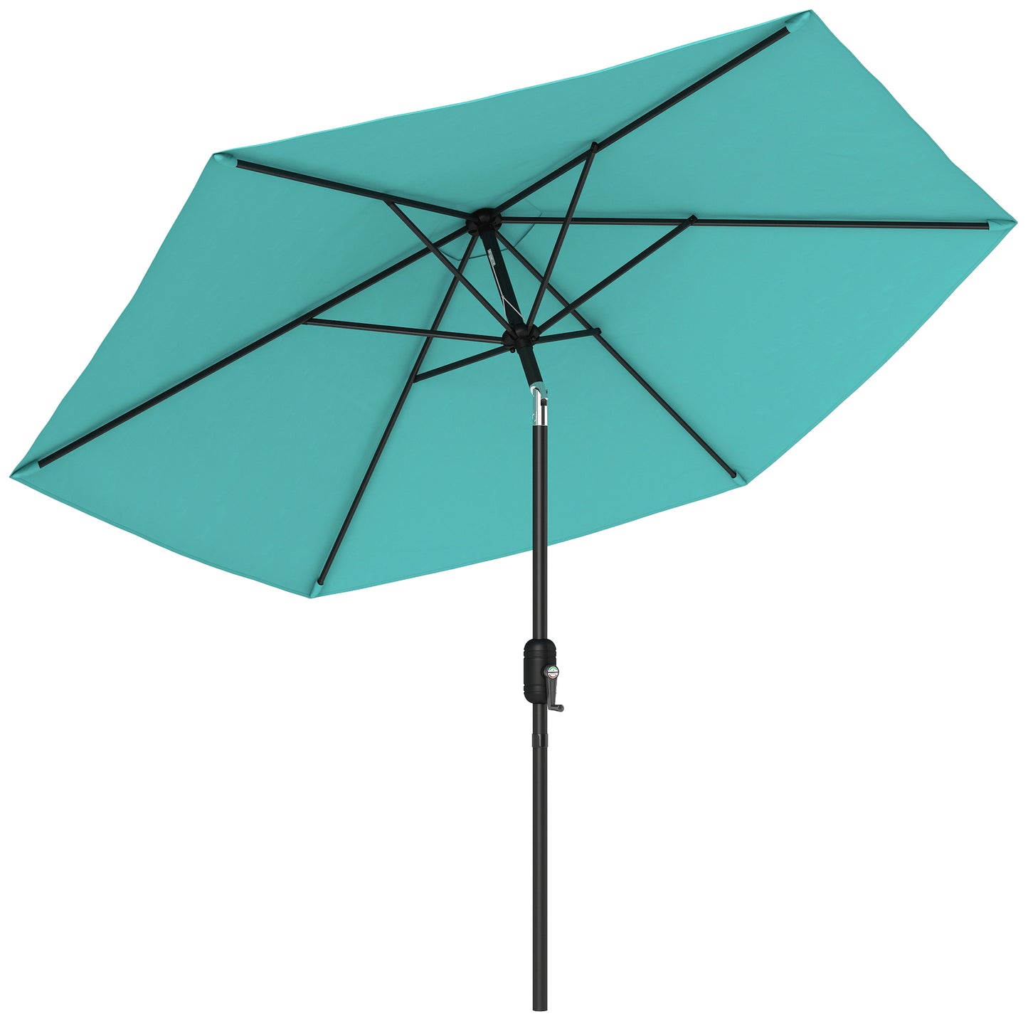 2.6 m Garden Parasol Umbrella with Aluminium Pole, Outdoor Patio Umbrella with Tilt and Crank, Vent, Turquoise