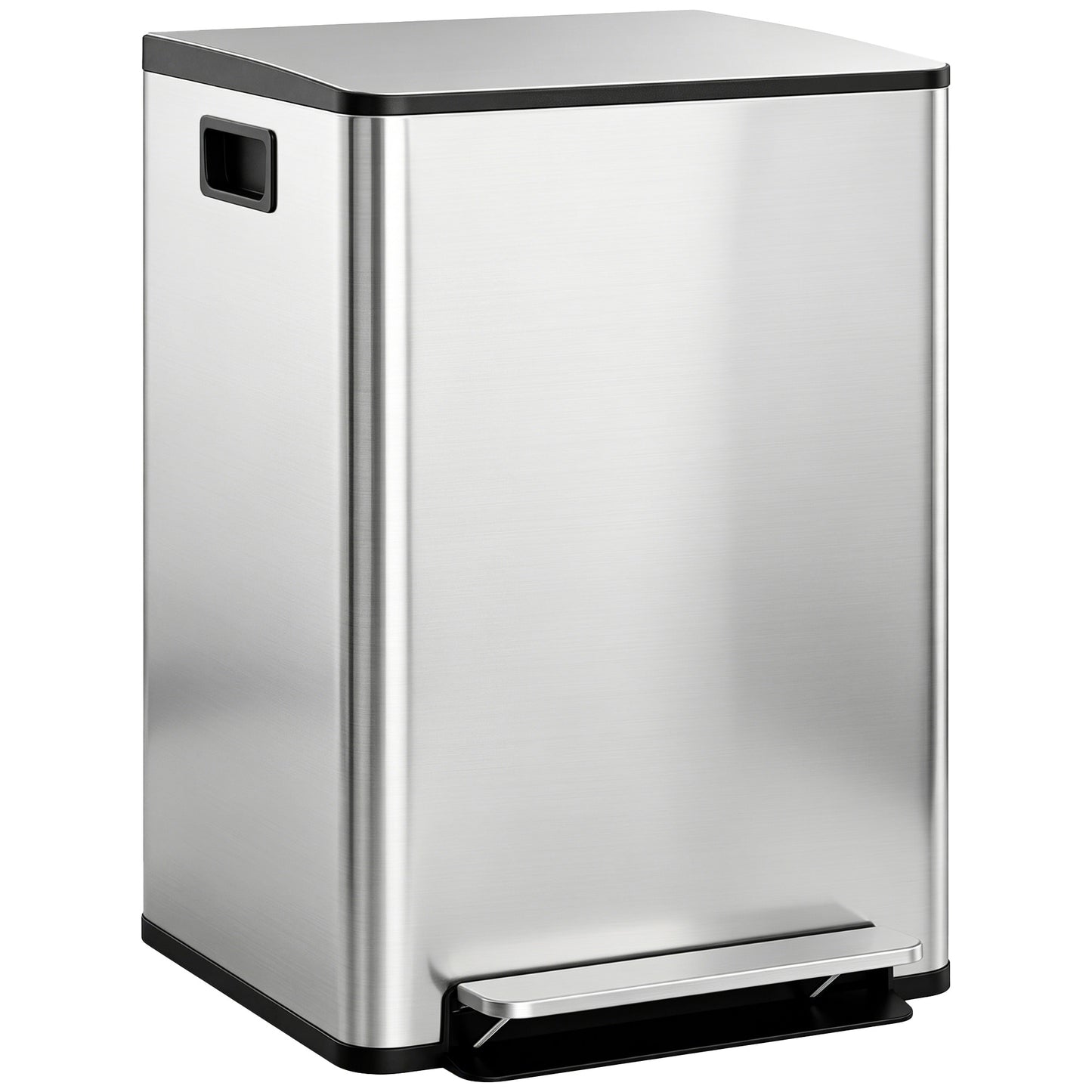 60L Dual Compartment Stainless Steel Bin, with Deodoriser Holders - Silver Tone