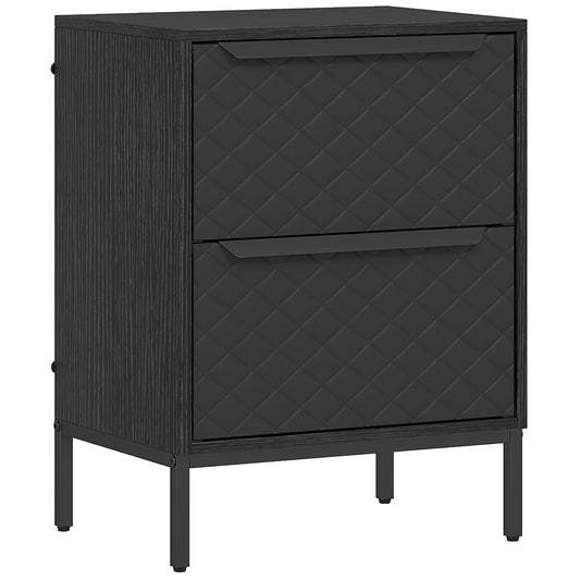Chest of Drawers, Dresser with 2 Fabric Drawers and Aluminium Handles - Black