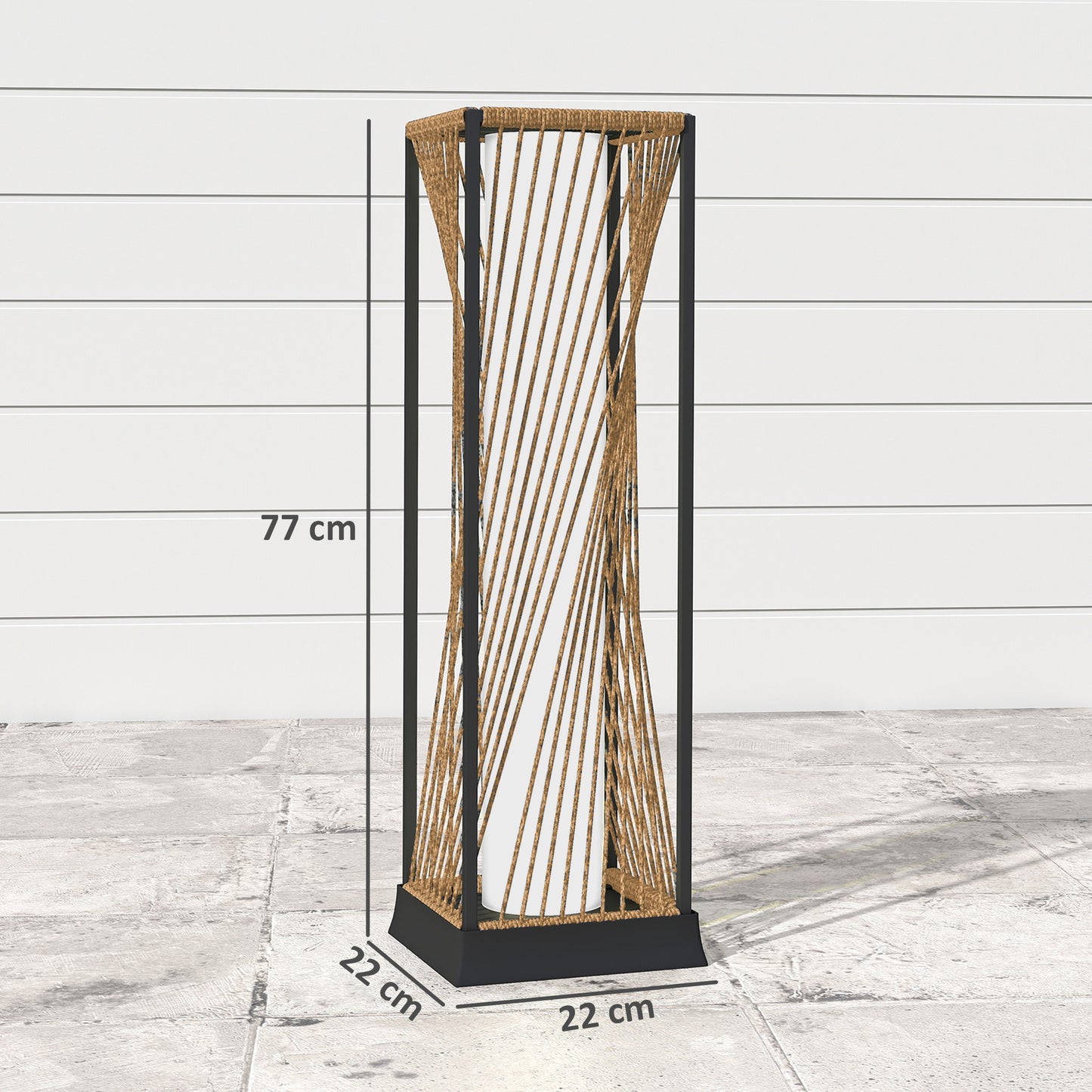 Rattan Solar Garden Lights, Auto On/Off LED Floor Lamp, Sand Brown